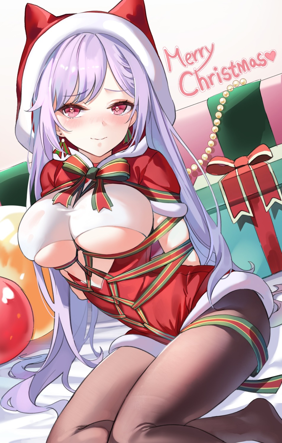 bondage christmas emyo genshin_impact keqing no_bra pantyhose