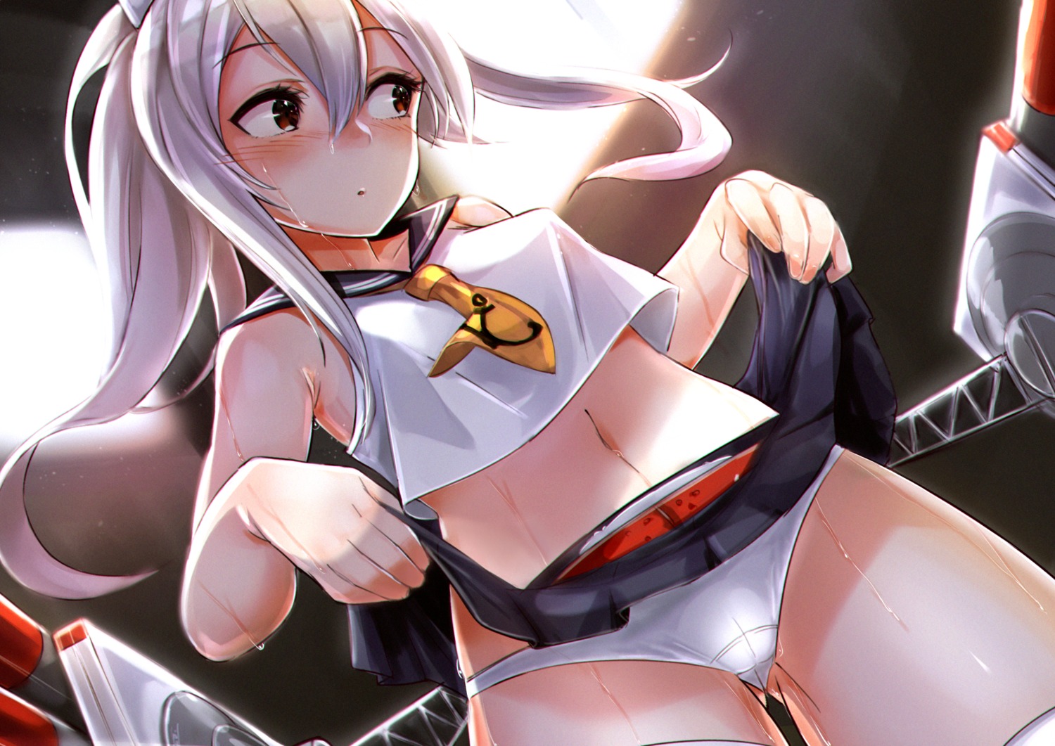 ayanami_(azur_lane) azur_lane mappaninatta pantsu seifuku skirt_lift