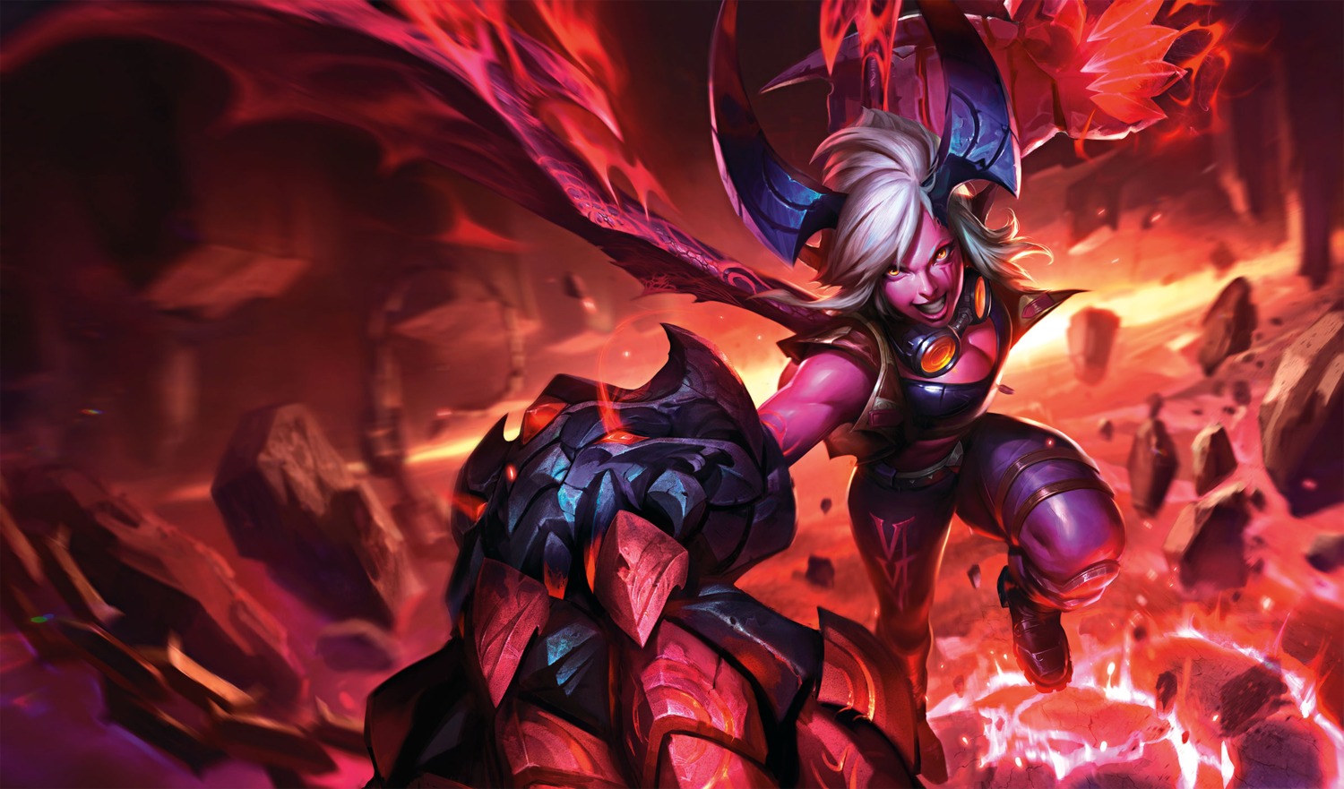 cleavage horns league_of_legends tagme vi_(league_of_legends) wings