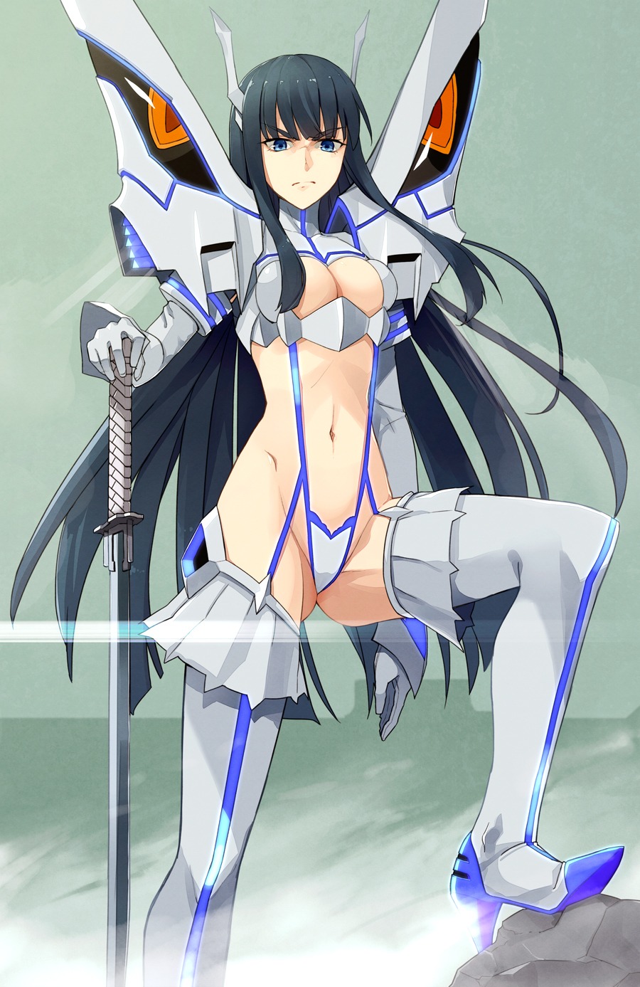 bodysuit cleavage junketsu kill_la_kill kiryuuin_satsuki mecha_musume prime stockings sword thighhighs