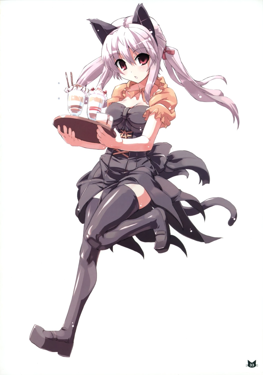 animal_ears nekomimi tail thighhighs tokyo waitress