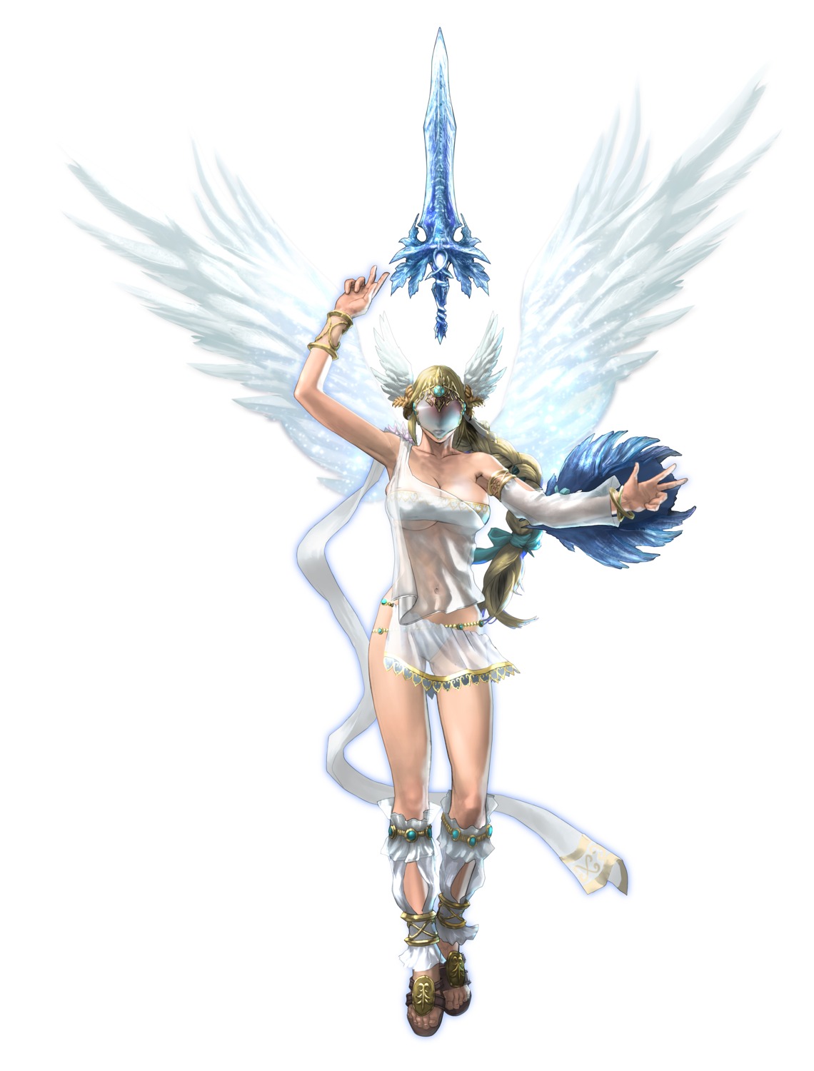 cleavage elysium pantsu see_through soul_calibur soul_calibur_v sword weapon wings