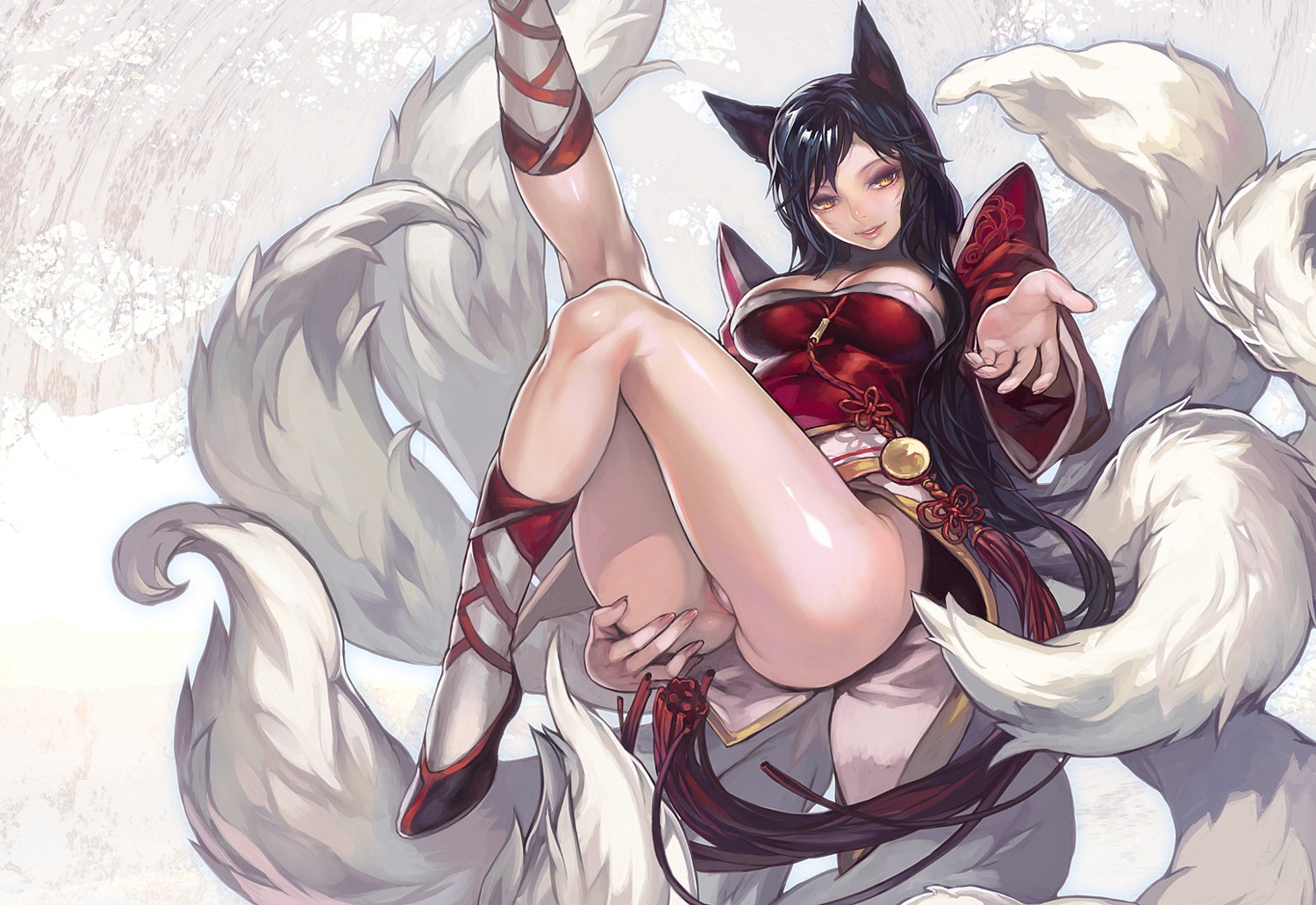 ahri animal_ears aoin kitsune league_of_legends nopan pussy tail