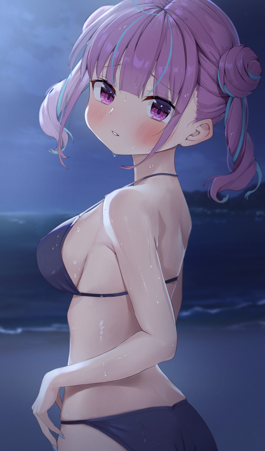 ass bikini hololive minato_aqua swimsuits wet yamamoto_(ymmt_is_sexy)