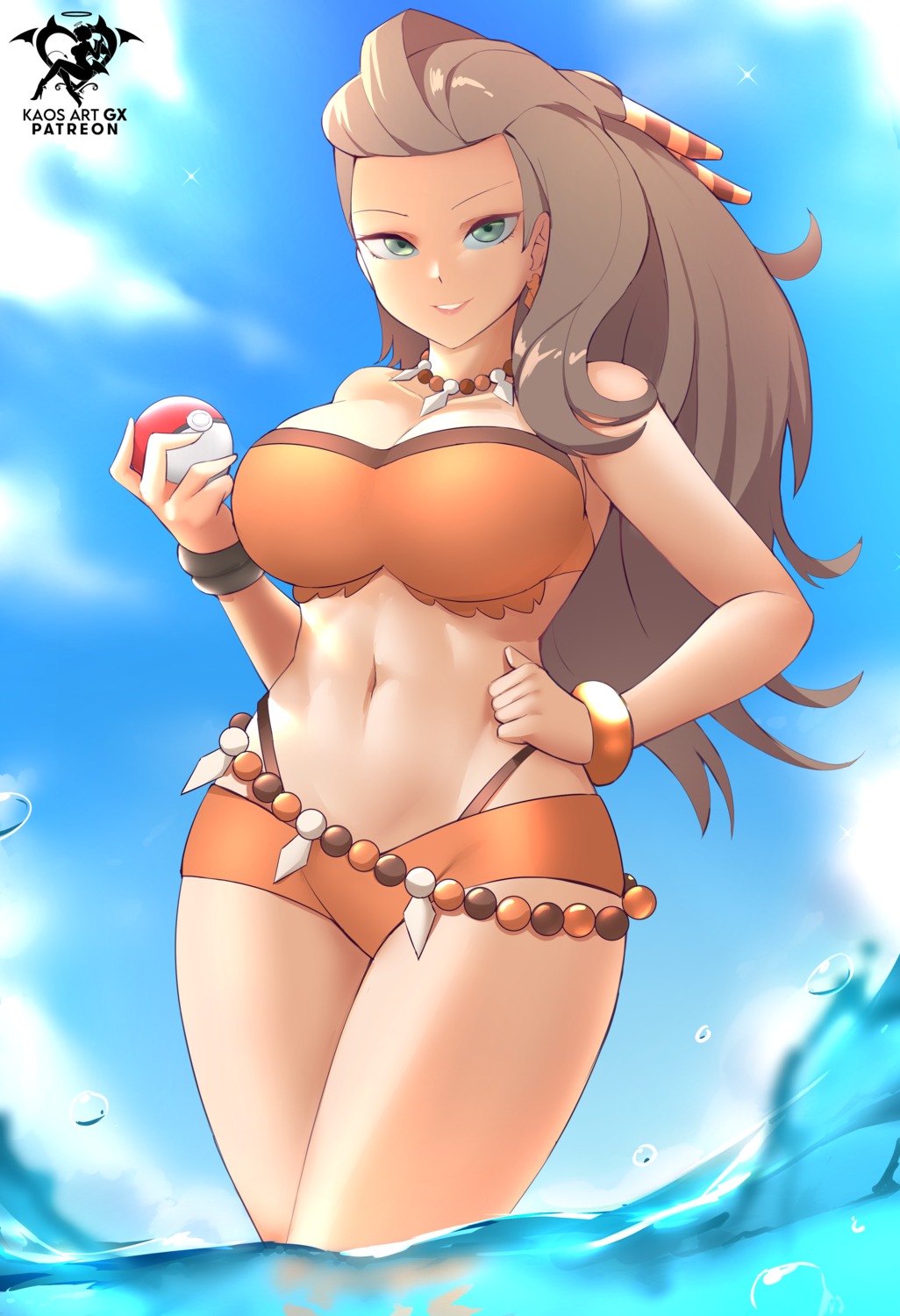 bikini kaos_art pokemon sada_(pokemon) swimsuits wet