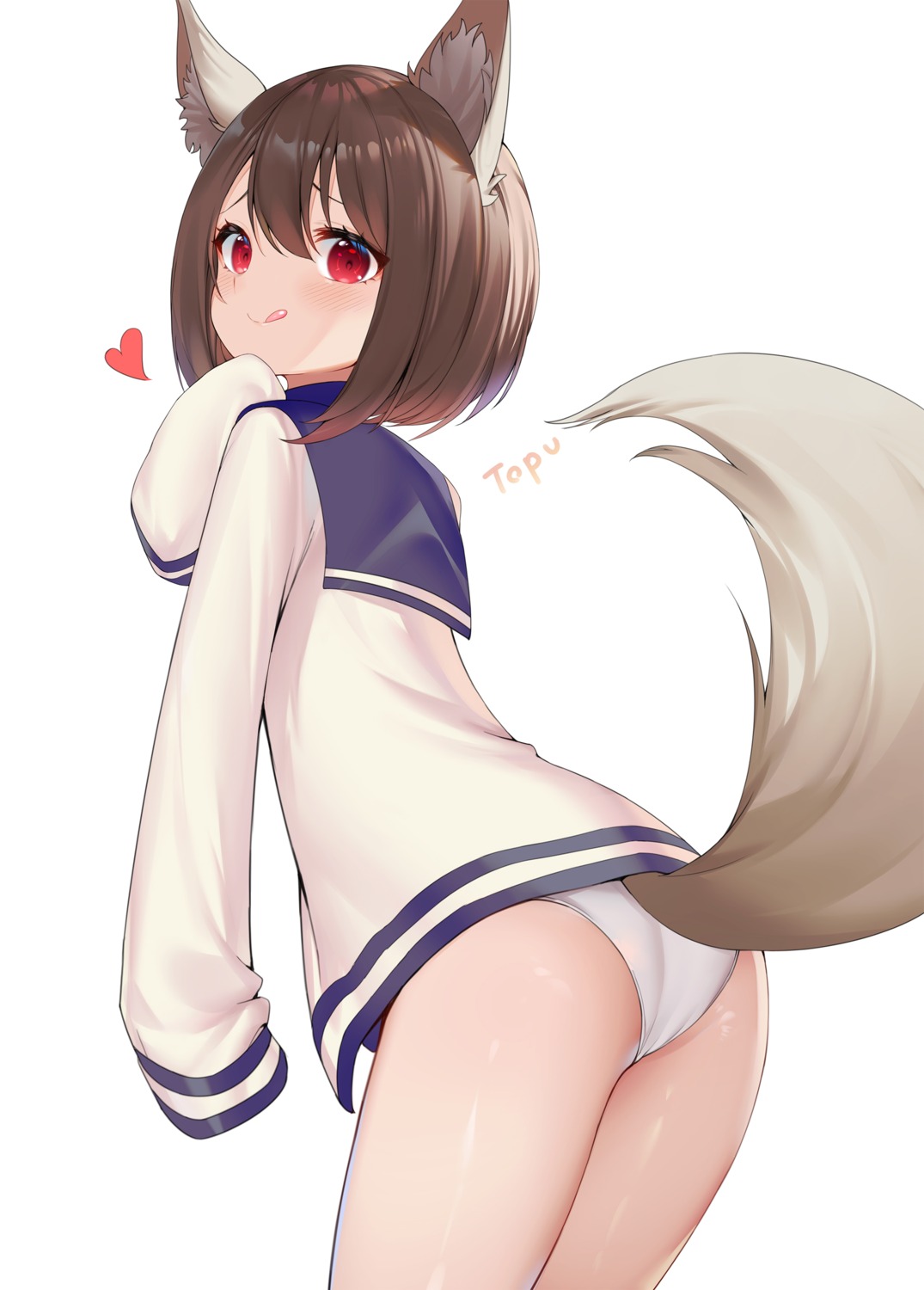 animal_ears ass cameltoe pantsu seifuku tail topu