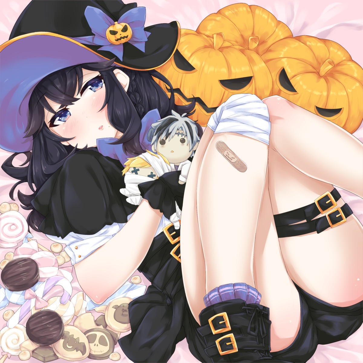 bandages bandaid dress garter halloween itou_chapa izumo_kasumi_(nijisanji) nijisanji nijisanji_seeds witch