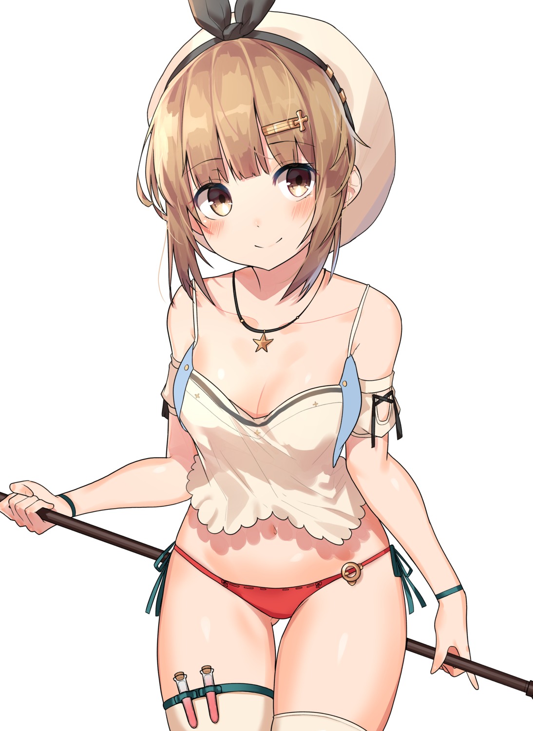 atelier atelier_ryza cleavage pantsu reisalin_stout string_panties thighhighs w.k weapon