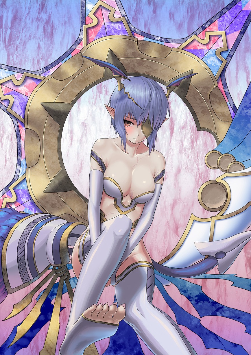 cleavage cuboon eyepatch feet lord_of_vermilion thighhighs