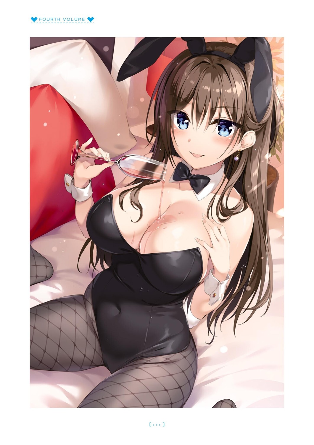 animal_ears boku_no_kanojo_sensei bunny_ears bunny_girl fishnets fujiki_maka no_bra oryou pantyhose tail wet