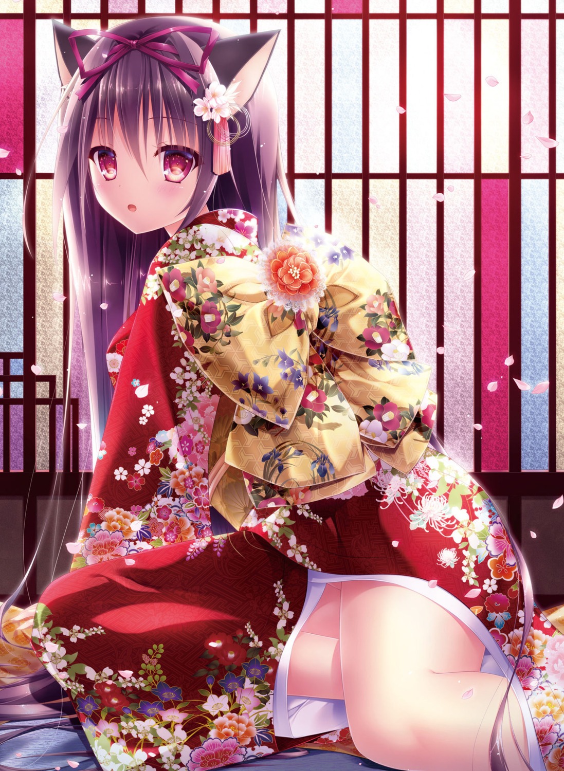 animal_ears inagaki_miiko kimono nekomimi