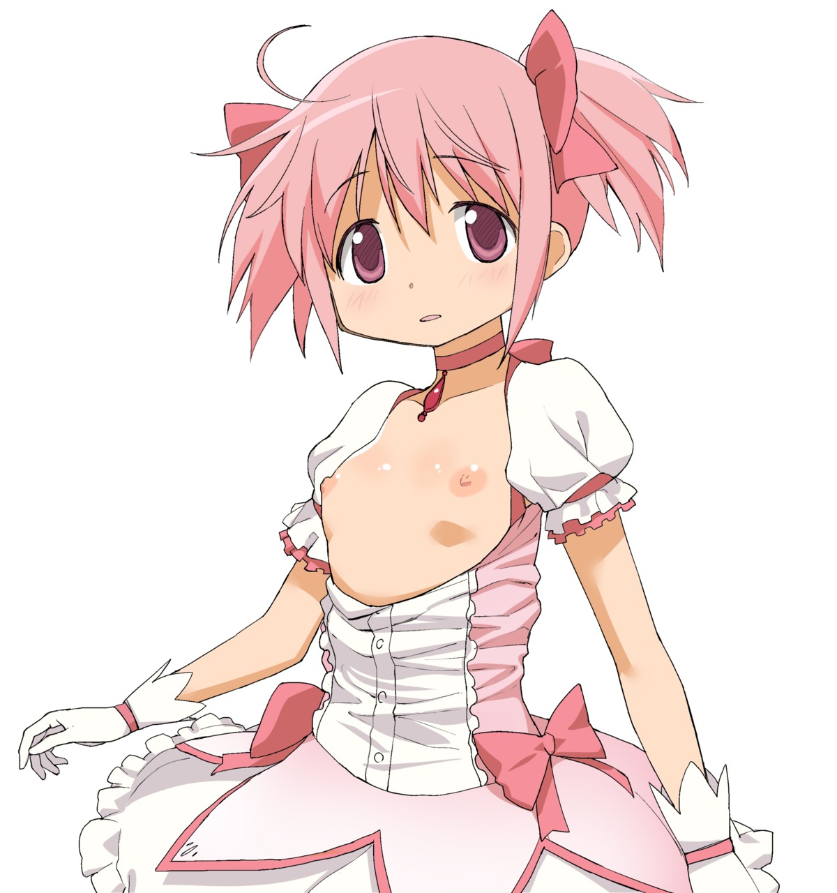 a1 breasts dress initial-g kaname_madoka loli nipples no_bra open_shirt puella_magi_madoka_magica