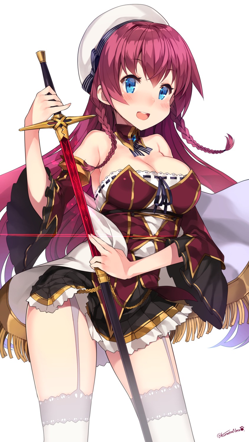 cleavage kuro_chairo_no_neko stockings sword thighhighs