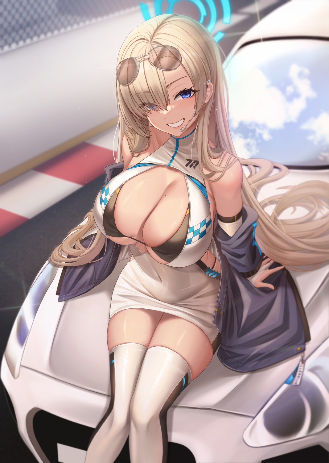 blue_archive bra epko halo ichinose_asuna megane thighhighs