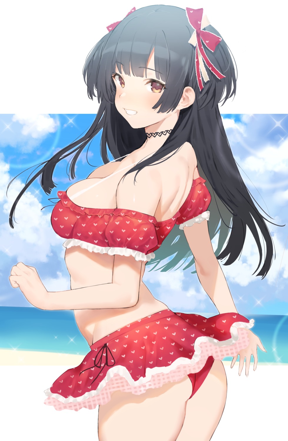 ass bikini cleavage mayuzumi_fuyuko nekoshoko skirt_lift swimsuits the_idolm@ster the_idolm@ster_shiny_colors