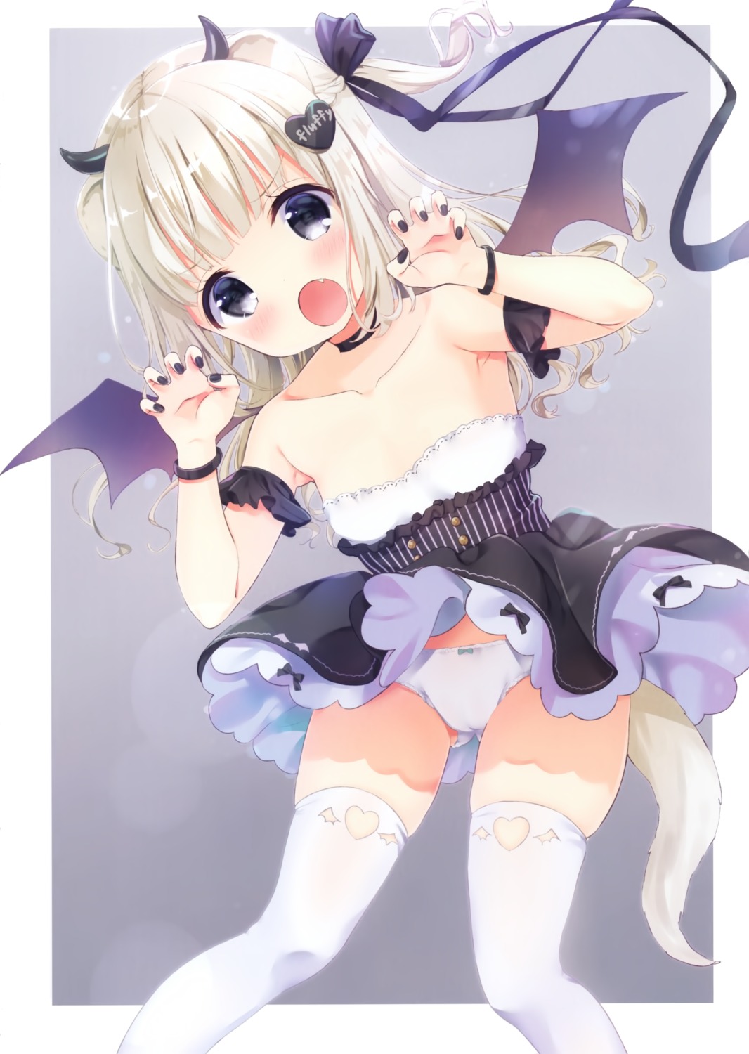 animal_ears cameltoe dress horns loli pantsu possible_duplicate skirt_lift tail thighhighs waki_(pixiv2609622) wings