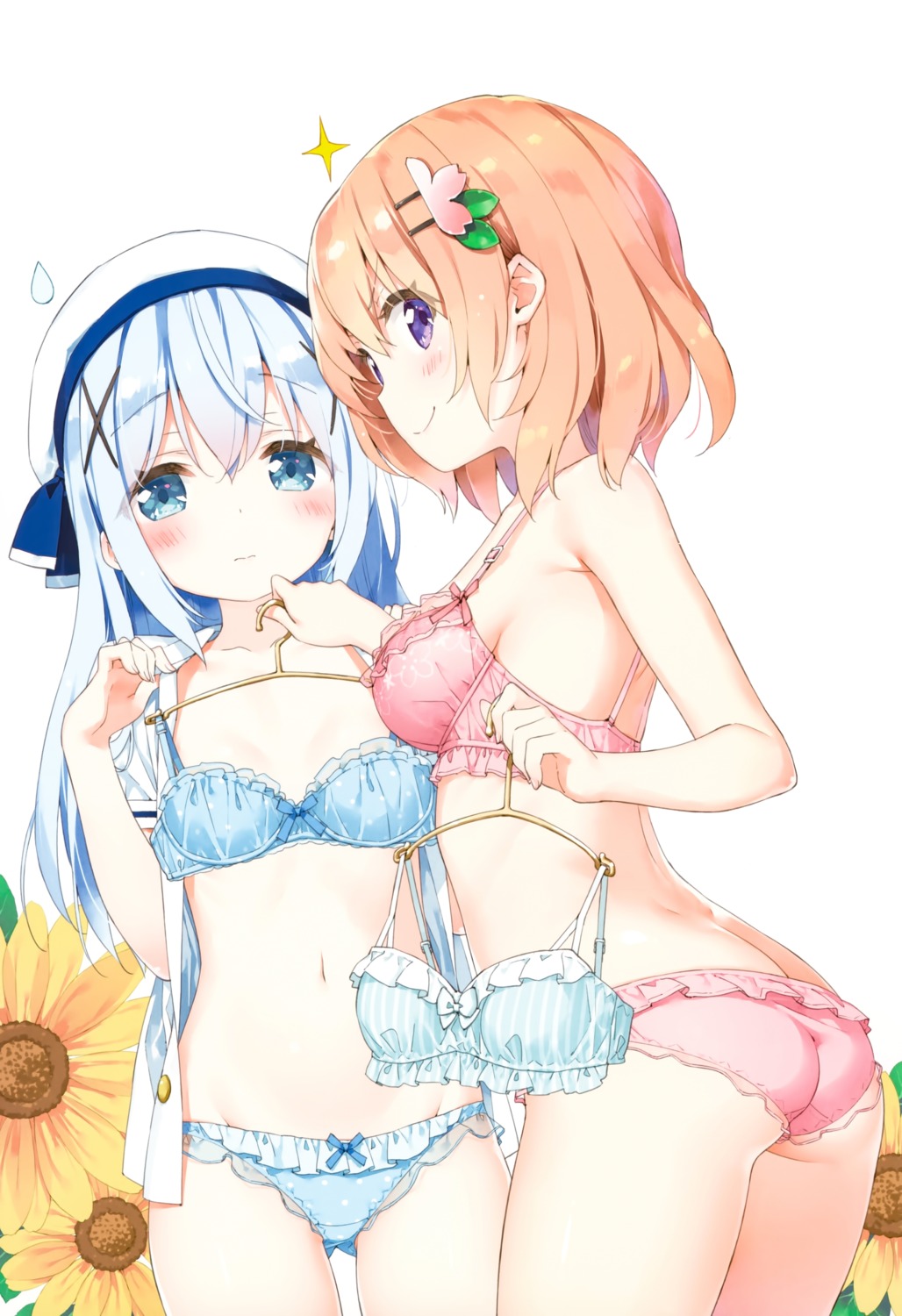 ass bra cleavage gochuumon_wa_usagi_desu_ka? hoto_cocoa kafuu_chino kani_biimu loli luminocity open_shirt pantsu seifuku