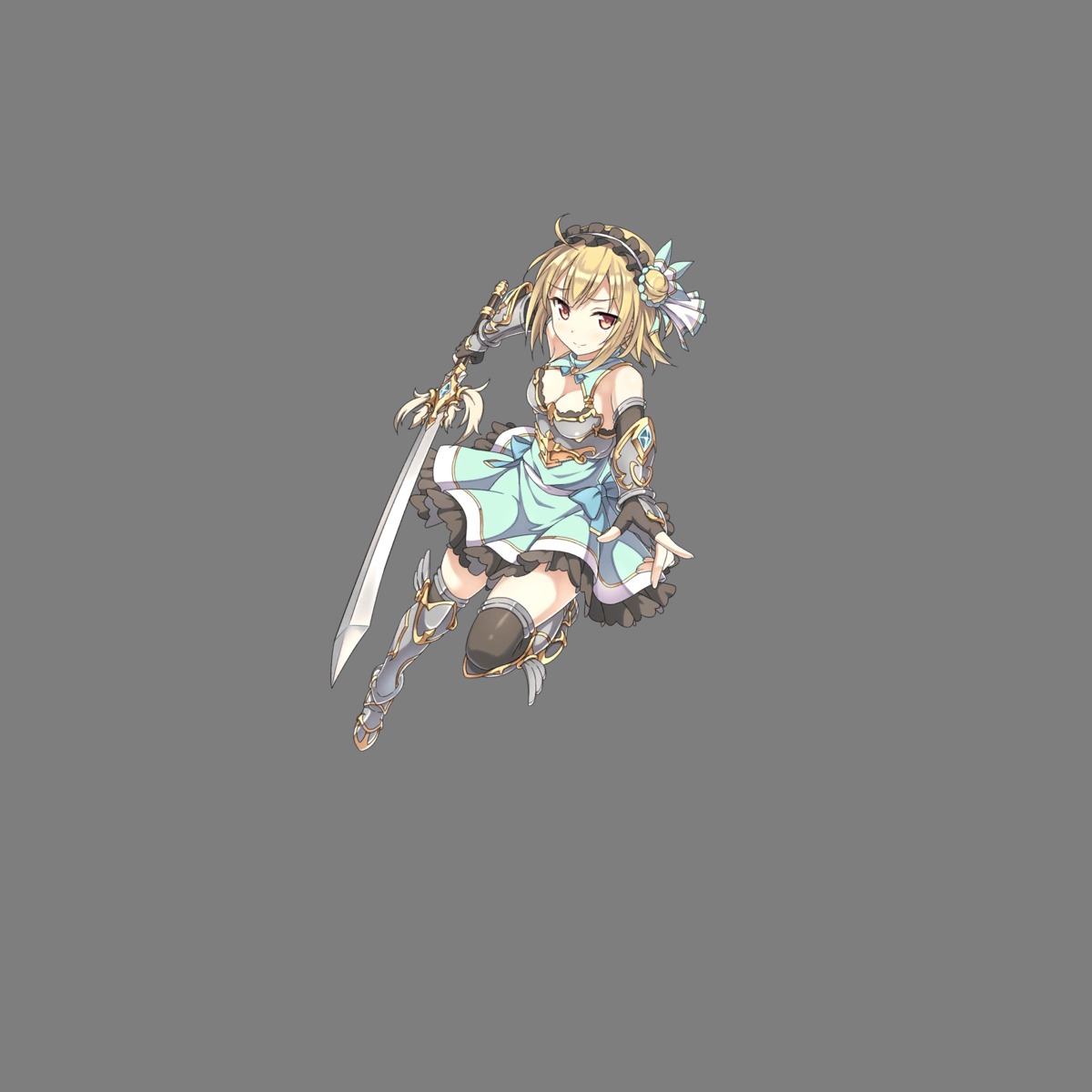 armor cleavage hoshi_no_girls_odyssey sword thighhighs transparent_png