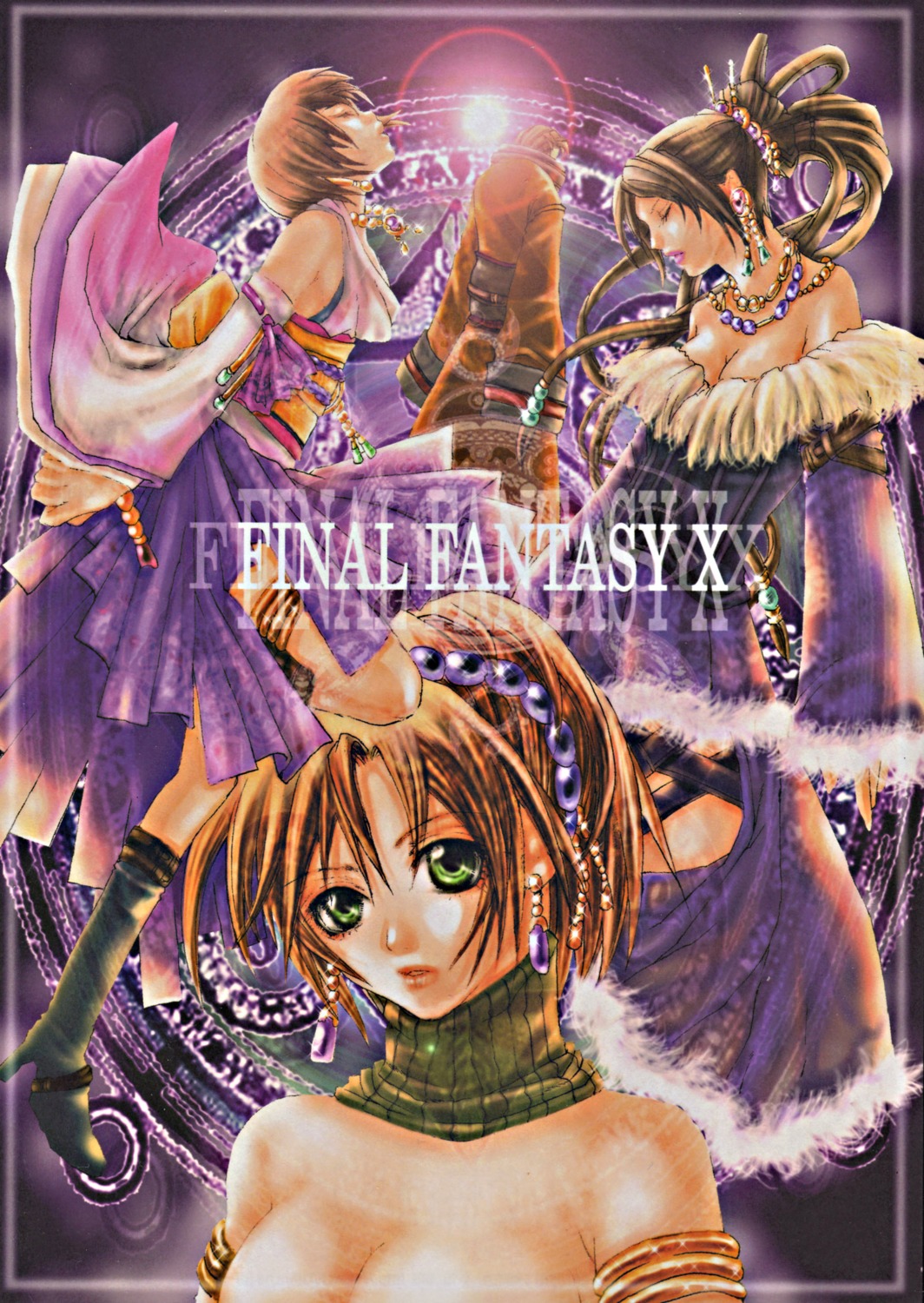 auron final_fantasy final_fantasy_x green_glass heterochromia lulu nao_tsukiji rikku yuna