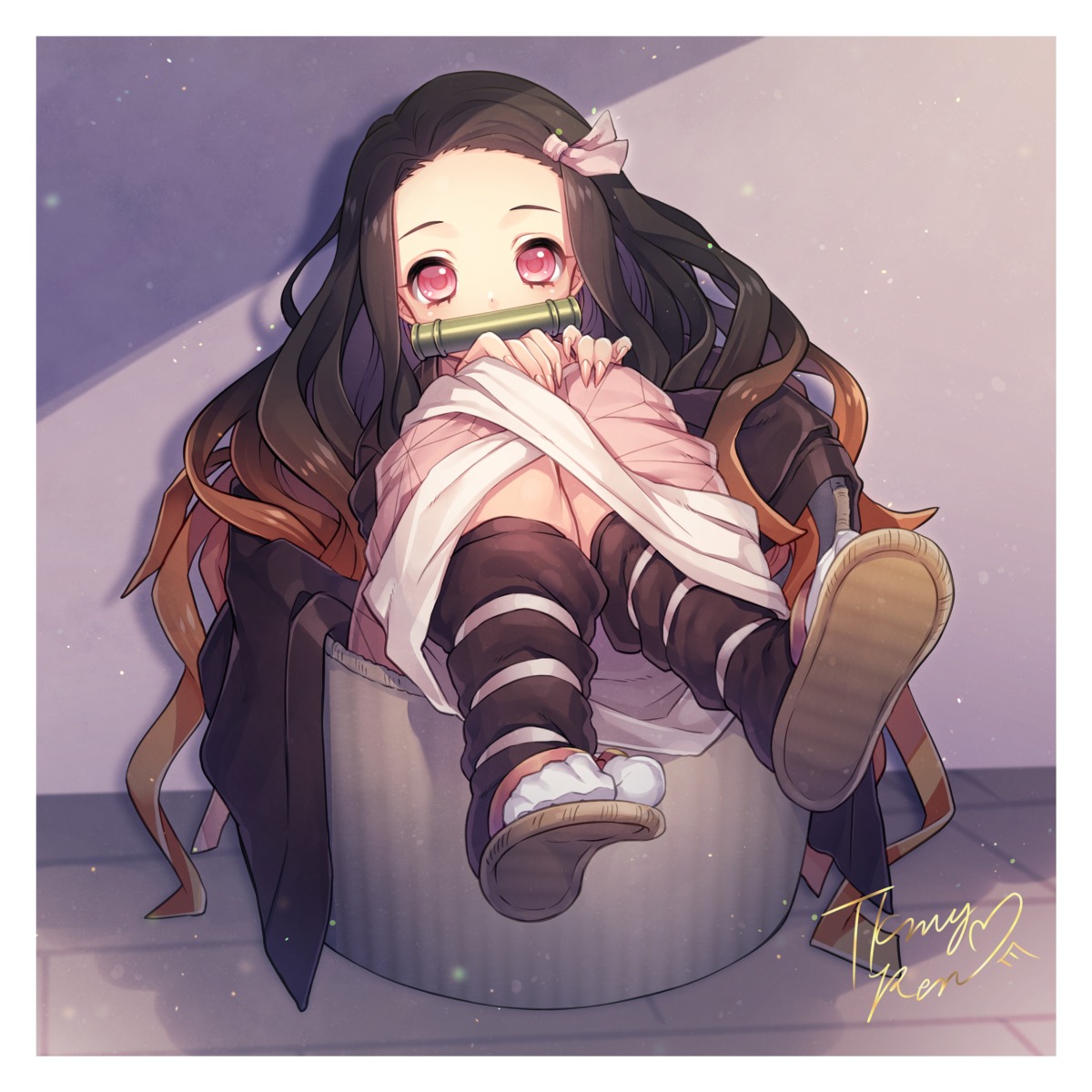 kamado_nezuko kimetsu_no_yaiba kimono takamiya_ren