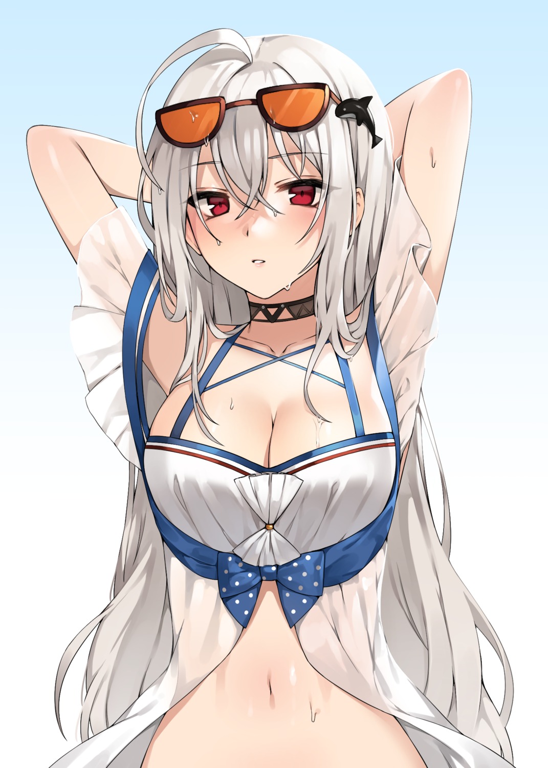 arknights canape cleavage megane see_through skadi_(arknights)