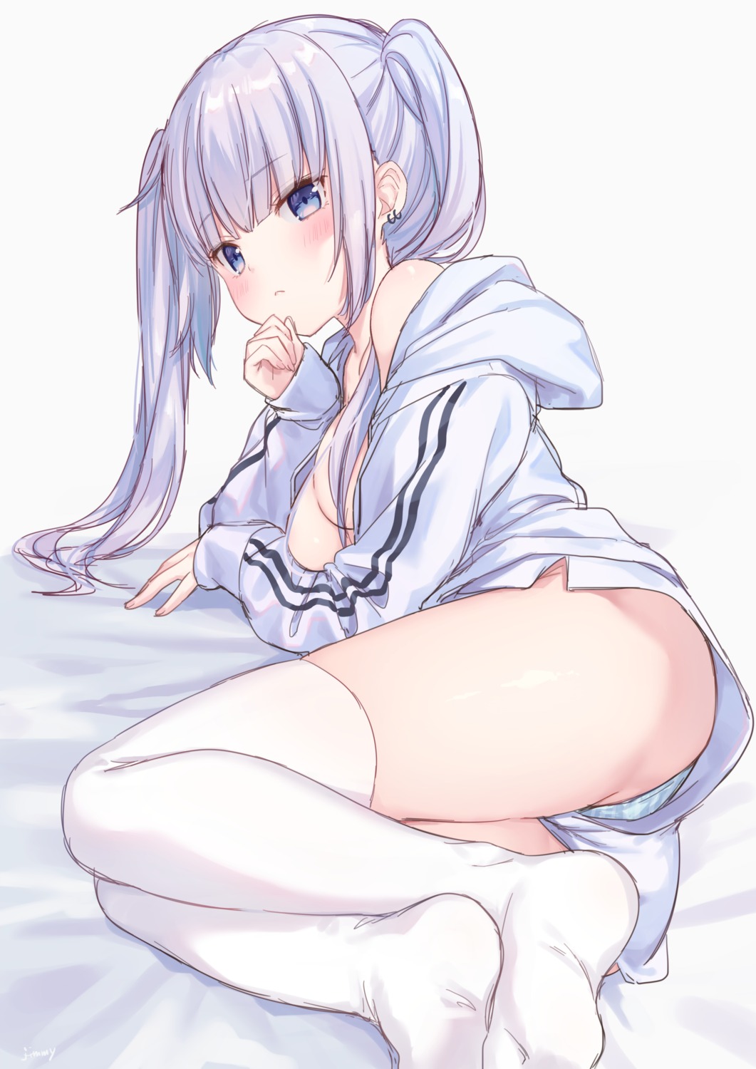 feet jimmy no_bra open_shirt pantsu thighhighs