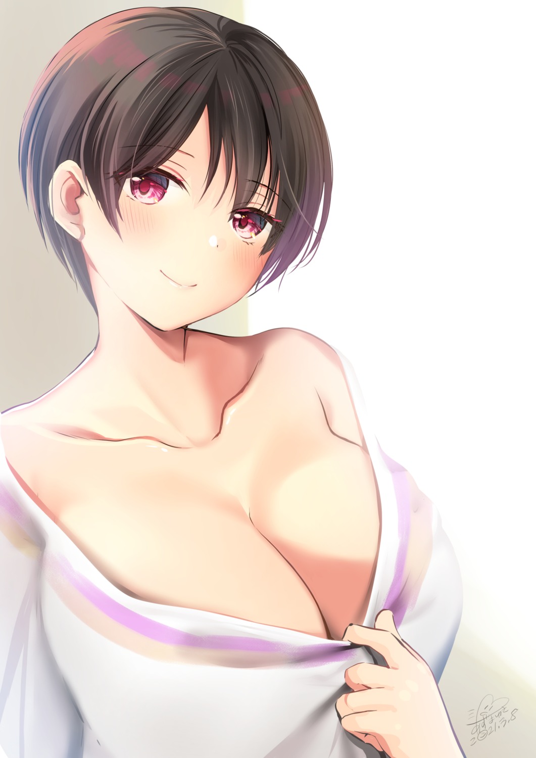 azuma_yuki cleavage no_bra open_shirt