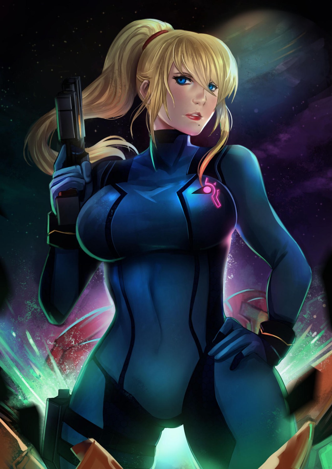 bodysuit gun metroid samus_aran xuuikie_ashe