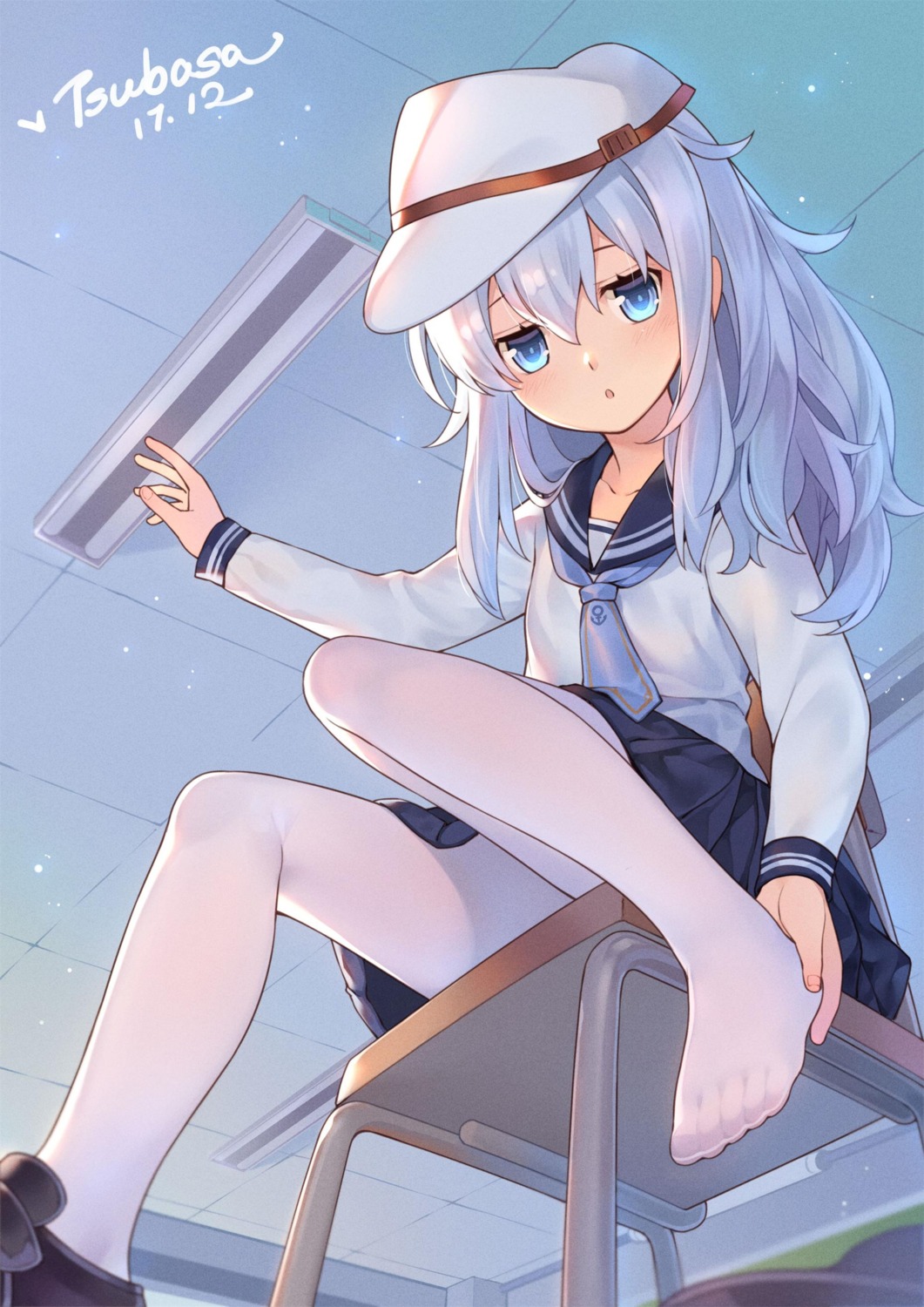 feet hibiki_(kancolle) kantai_collection pantyhose seifuku tsubasa_tsubasa verniy_(kancolle)