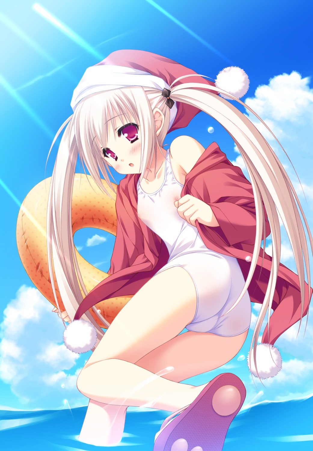 ass christmas hello_good-bye hiiragi_koharu loli lump_of_sugar moekibara_fumitake nipples see_through swimsuits wet