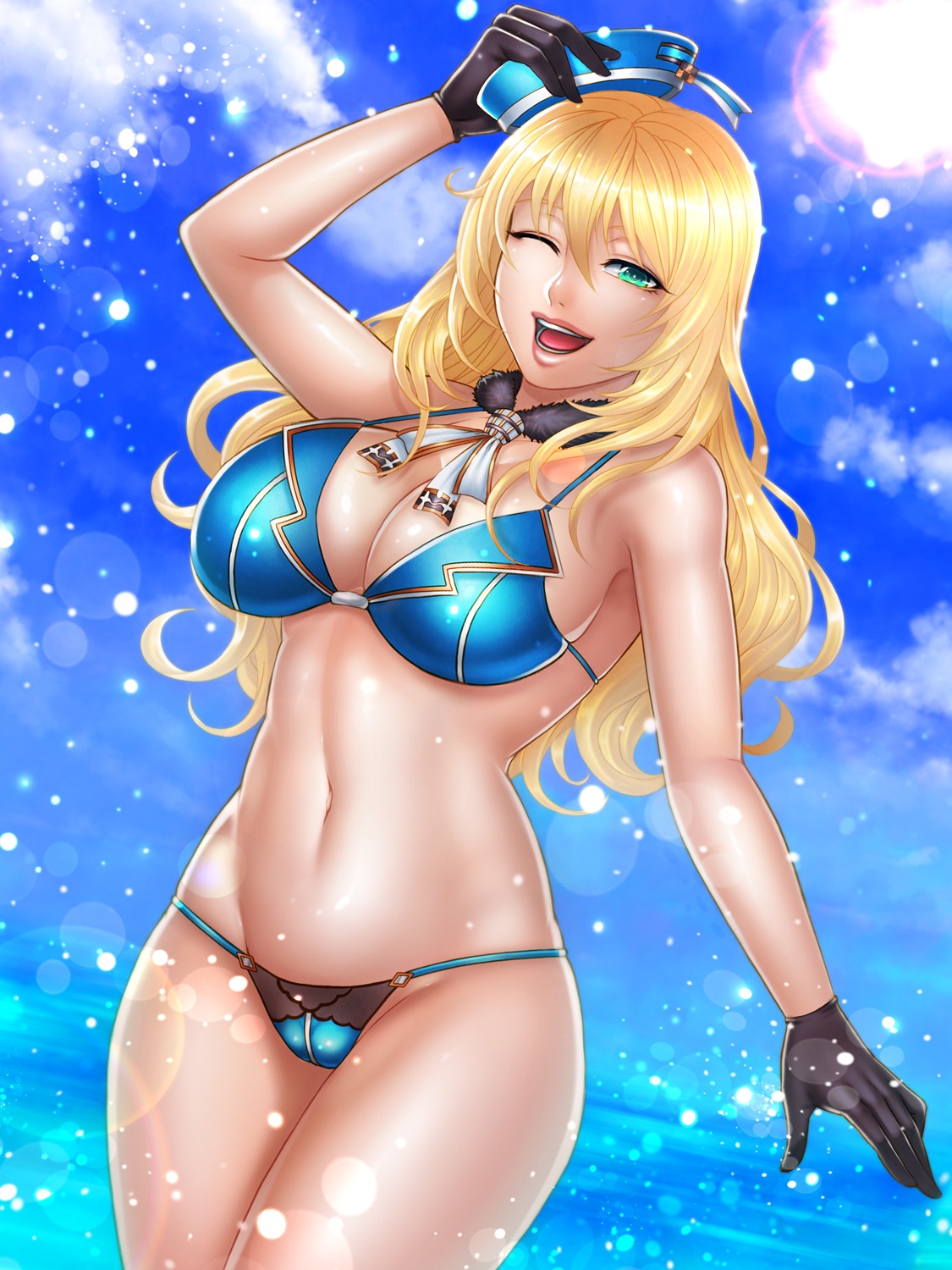 atago_(kancolle) bikini cleavage kantai_collection momoman_(pink_voltage) swimsuits