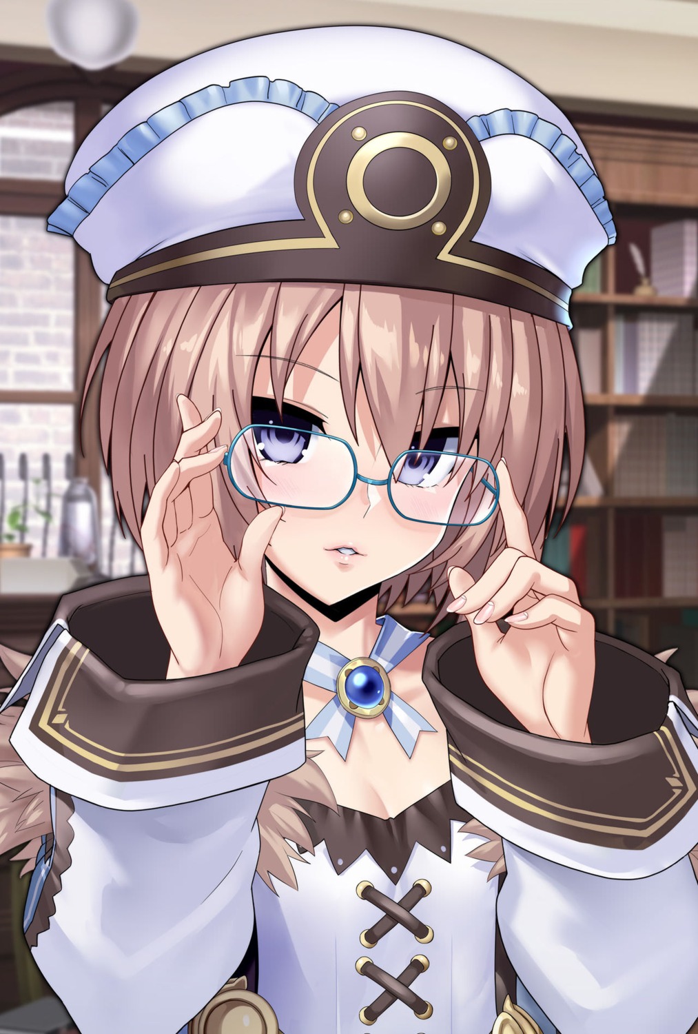 blanc choujigen_game_neptune cleavage megane nyamota_(noraneko_koubou)