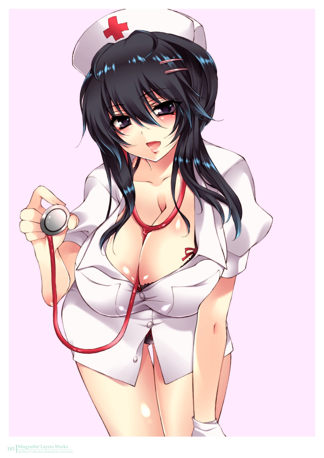 bra cleavage kukui_can nurse open_shirt pantsu