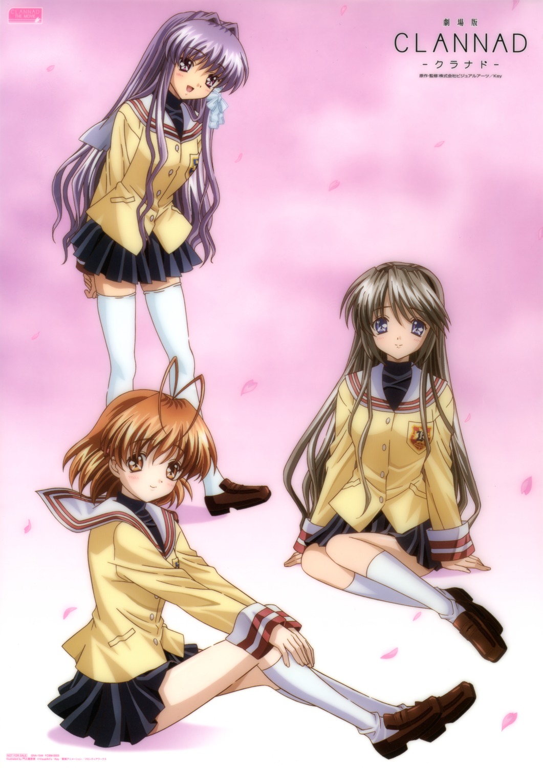 clannad fujibayashi_kyou furukawa_nagisa sakagami_tomoyo seifuku thighhighs