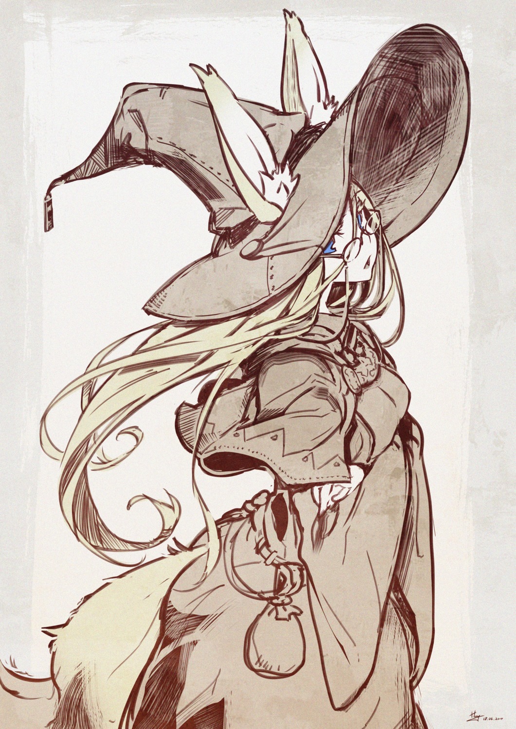 animal_ears hong_(white_spider) megane sketch tail witch