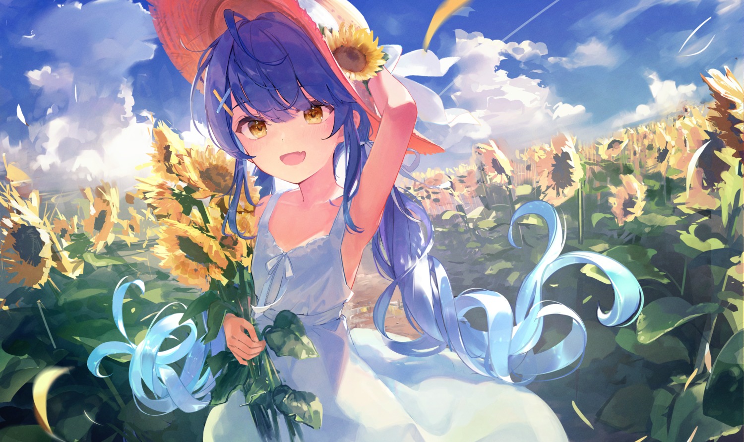 amamiya_kokoro dress nijisanji no_bra skirt_lift summer_dress t6