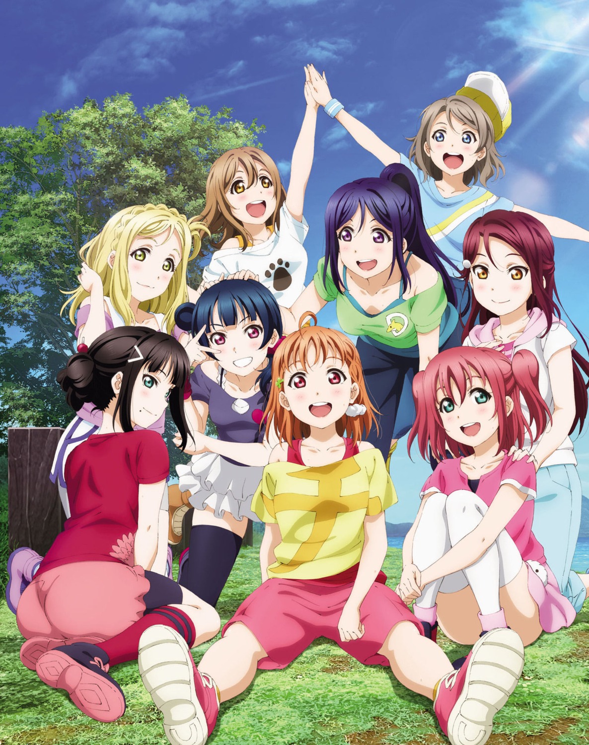 ass cleavage kunikida_hanamaru kurosawa_dia kurosawa_ruby love_live!_sunshine!! matsuura_kanan ohara_mari sakurauchi_riko sano_keiichi skirt_lift takami_chika thighhighs tsushima_yoshiko watanabe_you