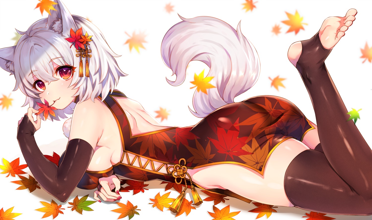 animal_ears ass chinadress feet inubashiri_momiji marota tail touhou