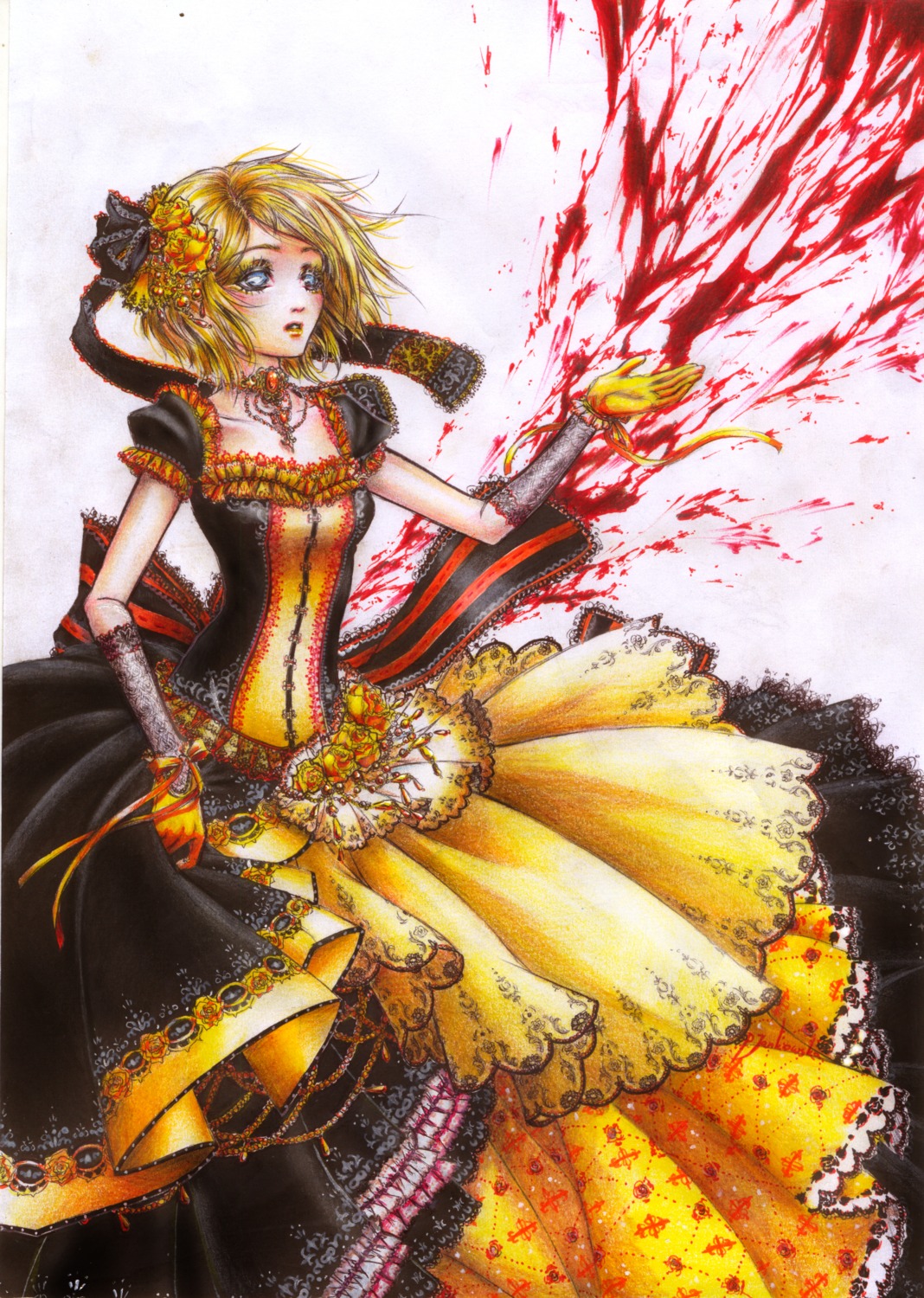 aku_no_meshitsukai_(vocaloid) blood dress hisekai kagamine_rin lolita_fashion vocaloid