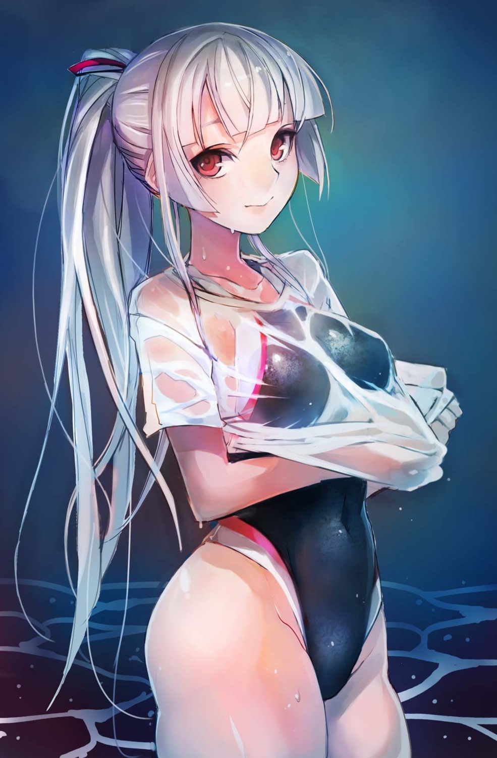 see_through shirt_lift swimsuits taishi_(picchiridou) wet_clothes