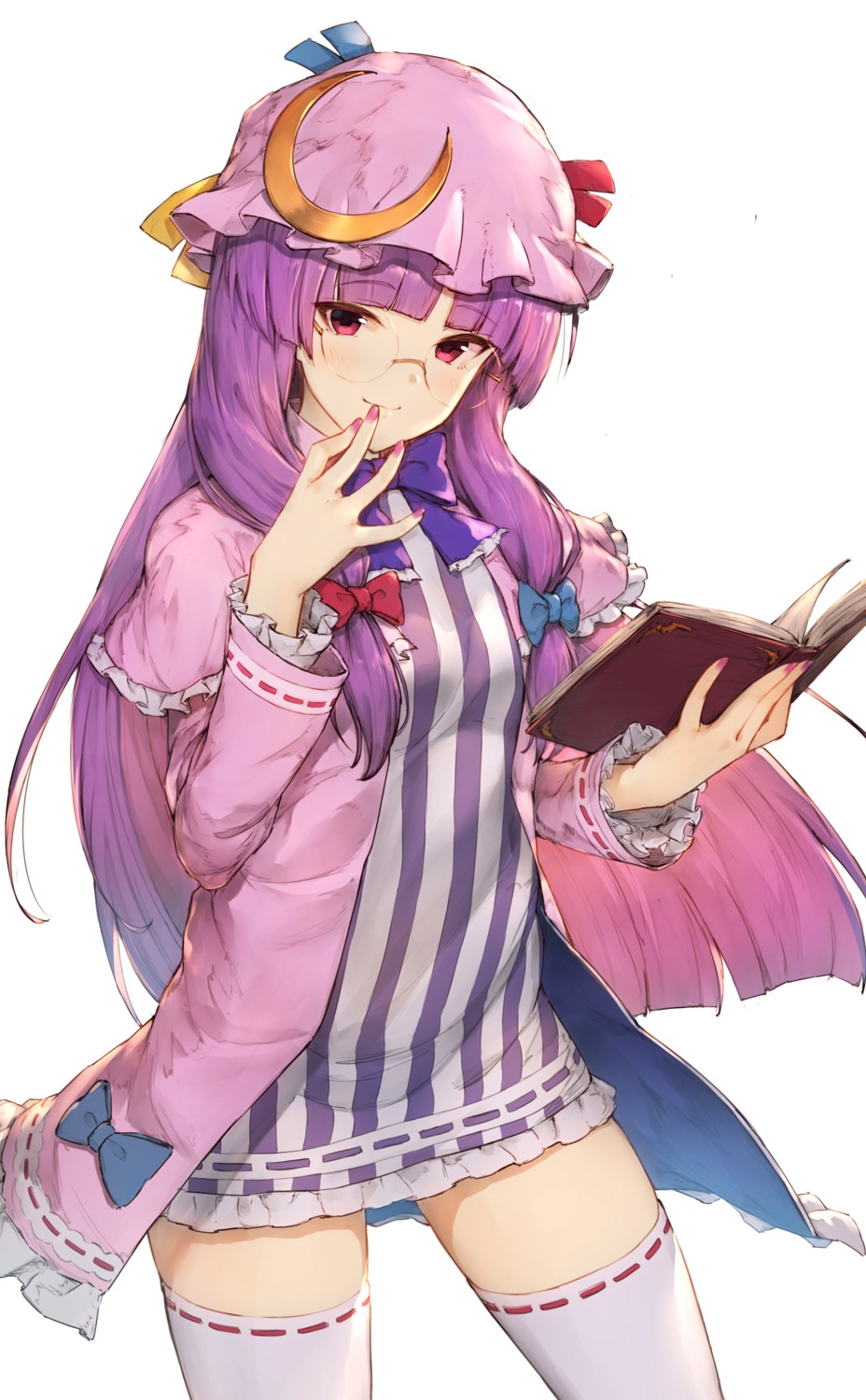 dress kotoribako megane patchouli_knowledge thighhighs touhou