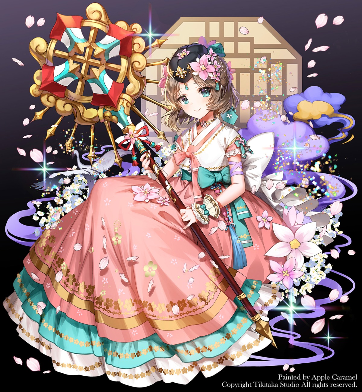 apple_caramel asian_clothes weapon