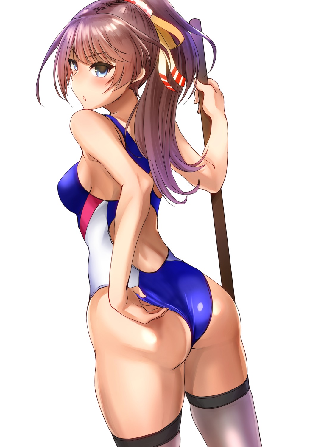 ass eureka_(eureka-0075) kantai_collection kazagumo_(kancolle) swimsuits tan_lines thighhighs