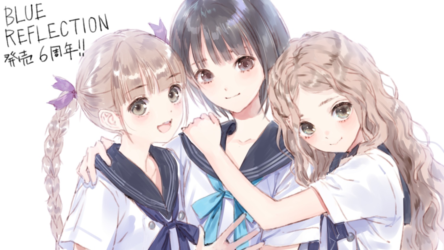 blue_reflection kishida_mel koei_tecmo seifuku shijou_raimu shijou_yuzuki shirai_hinako wallpaper