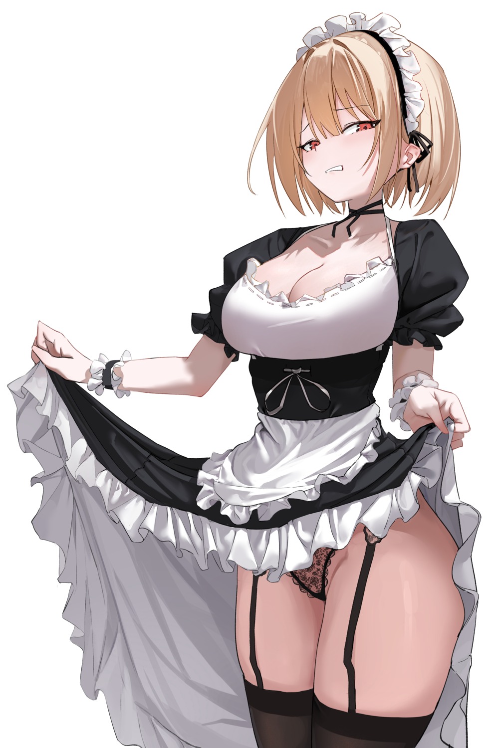 laneigu maid pantsu skirt_lift stockings thighhighs