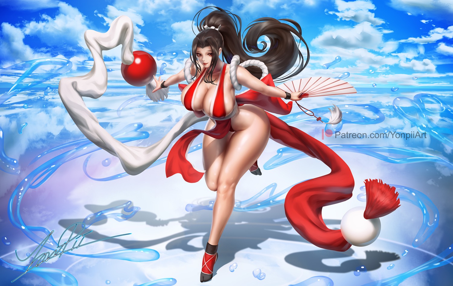 japanese_clothes king_of_fighters no_bra shiranui_mai yonpii