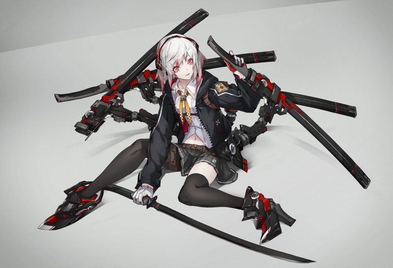 armor heels mecha_musume neco sword weapon