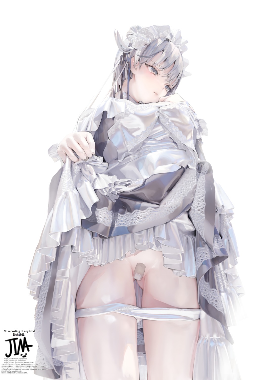 bandaid iijima_masashi maid pantsu panty_pull skirt_lift