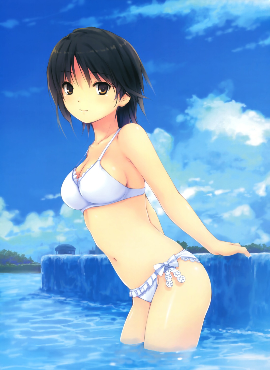 aoyama_sumika bikini cleavage coffee-kizoku swimsuits wet