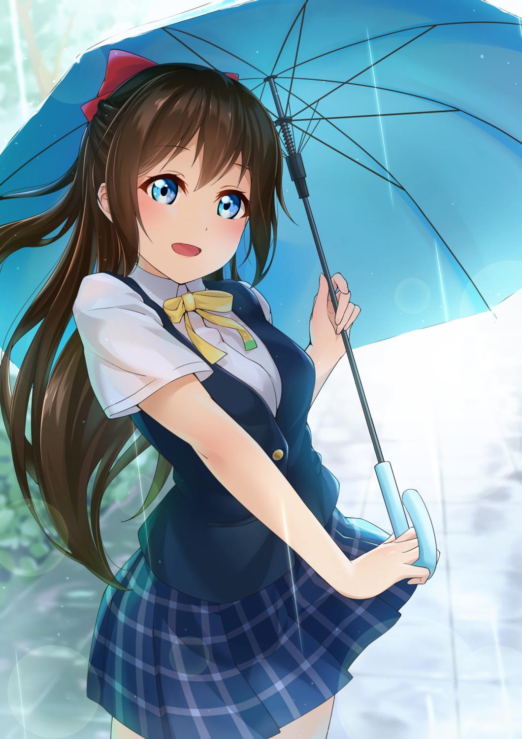 love_live!_nijigasaki_high_school_idol_club ousaka_shizuku prbili see_through seifuku skirt_lift umbrella wet_clothes